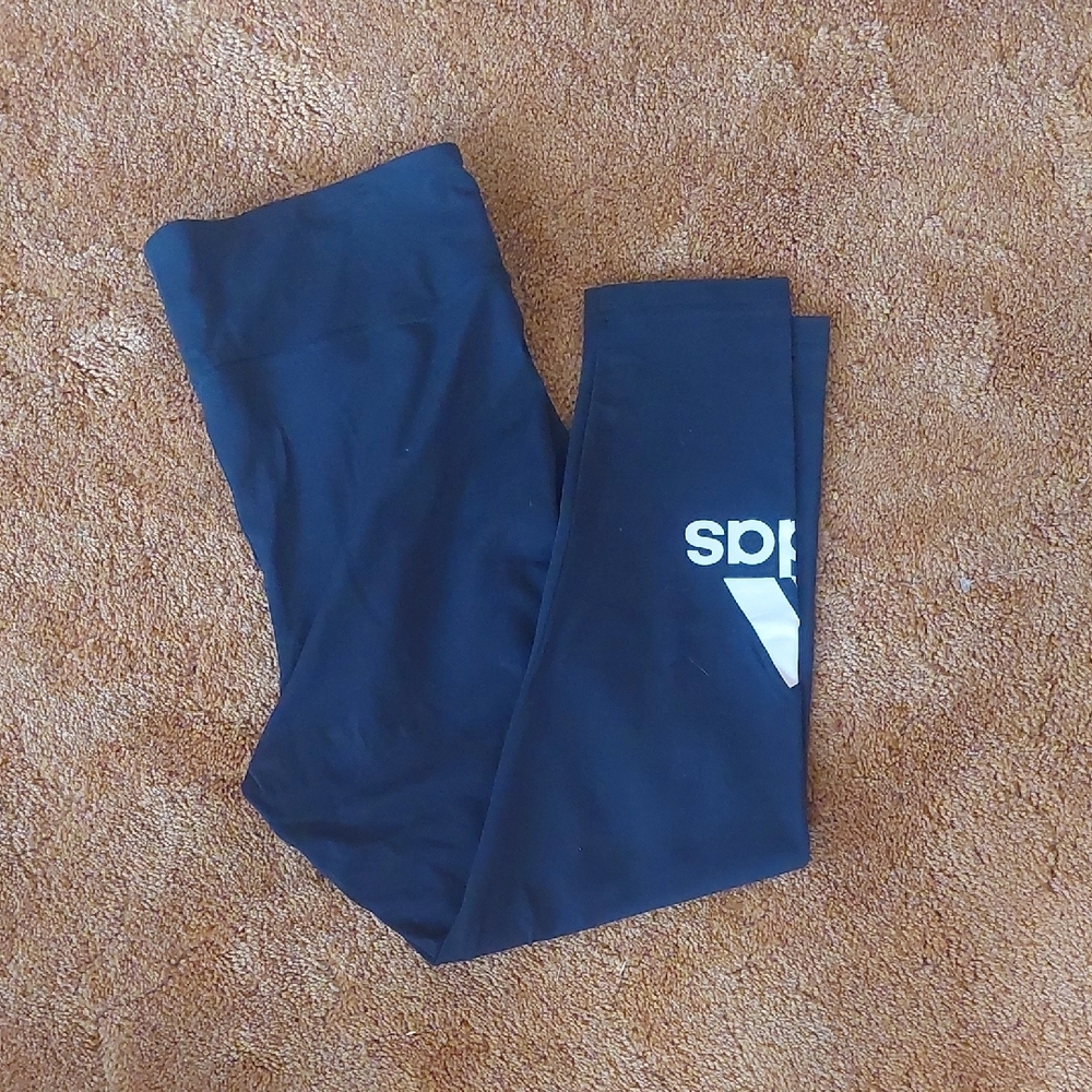 Adidas Women's 7/8 Leggings in Black with White Logo